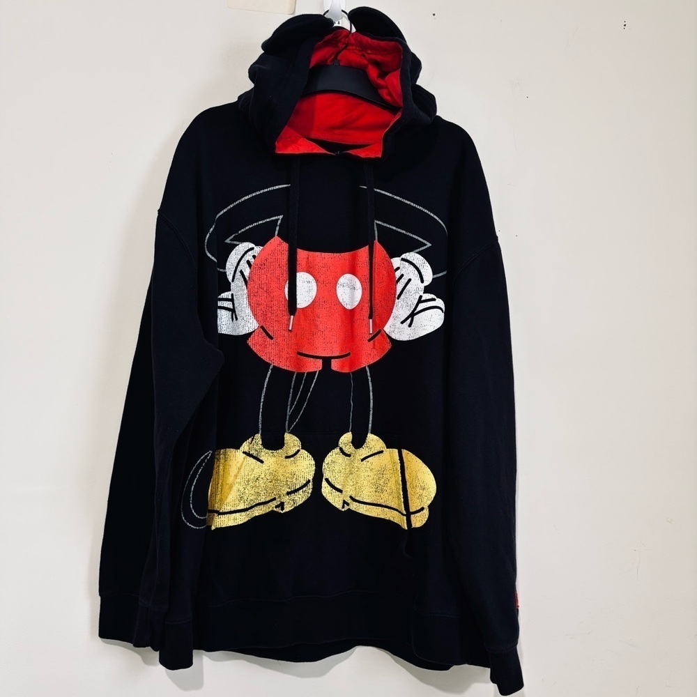 Disney Parks Mickey Mouse with Ears graphic black pullover preppy hoodie Men XXL